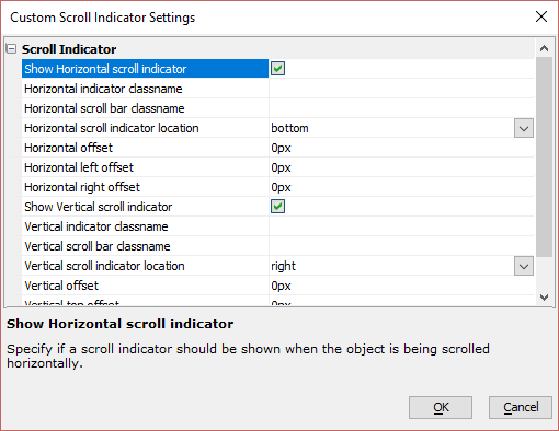 Custom Scroll Indicator Settings